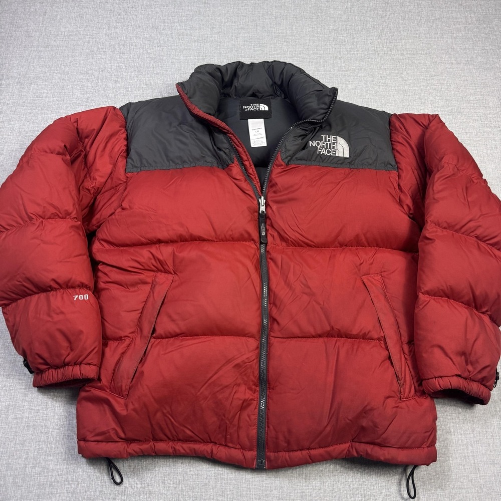 The North Face Puffer Jacket Mens Large Red Hooded 700 Fill Down Insulated - Picture 2 of 16